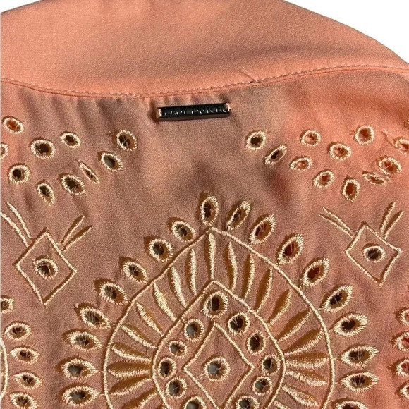 LADY DUTCH HIGH SOCIETY sleeveless peach blouse , sz SM and LG . Long fringes - Picture 12 of 16